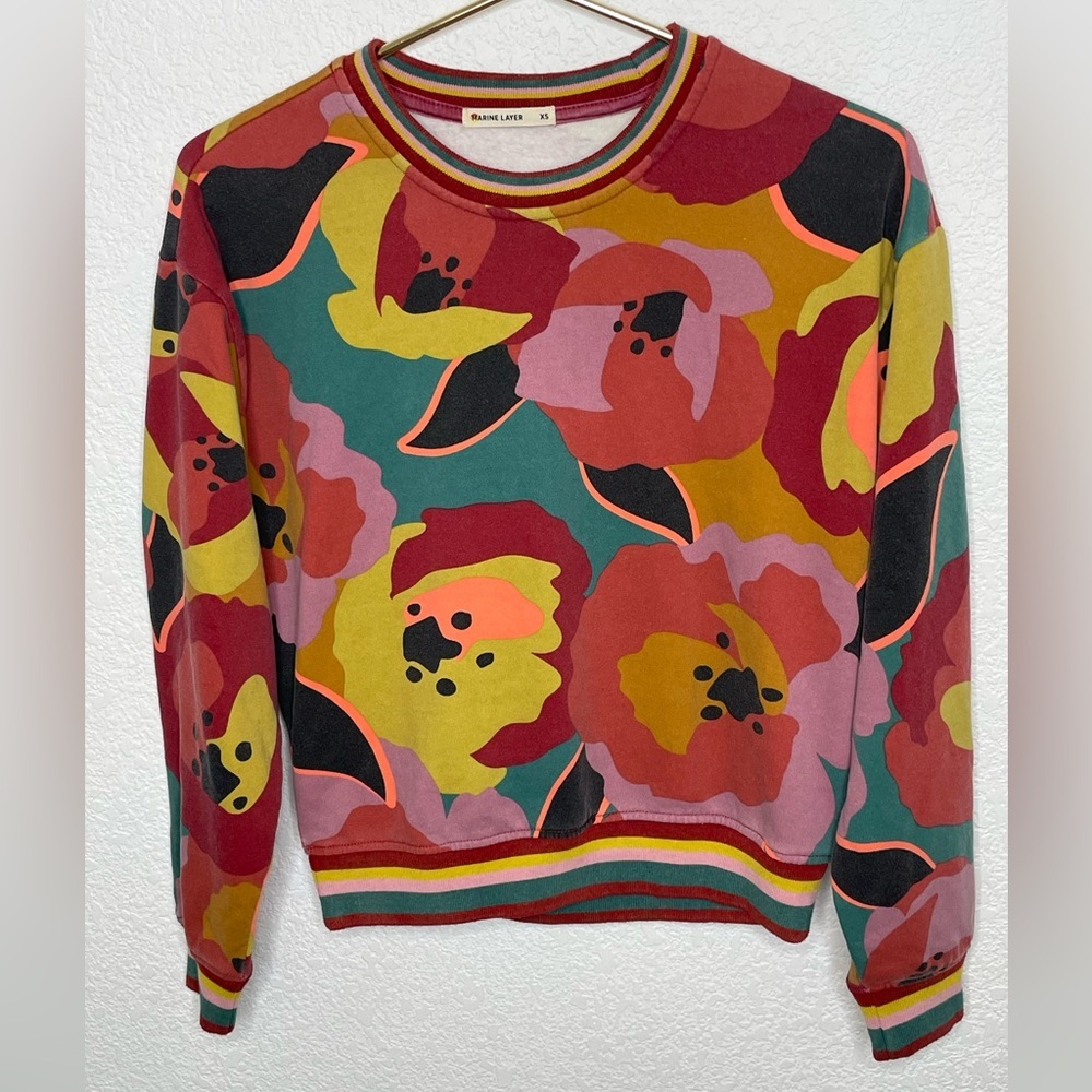 Marine Layer sweatshirt Anytime fleece print sz XS pullover